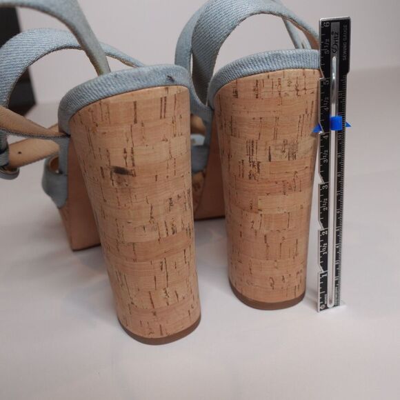 Veronica Beard Lalana Platform ankle Heels Blue Denim Women's Size 10 NEW - Picture 9 of 10
